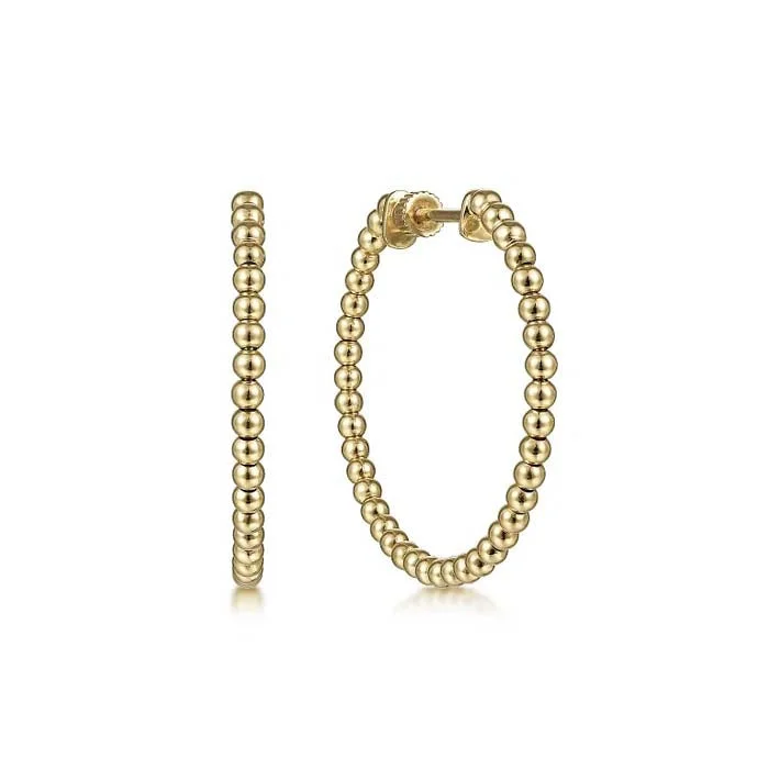 Best hoop earrings with infinity designs for a timeless and meaningful symbol-Gabriel & Co. 30mm Bujukan Classic Beaded Round Hoop Earrings in 14K Yellow Gold