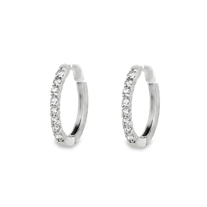 Best hoop earrings with Swarovski crystals for added sparkle and luxury-Mountz Collection Diamond Oval Hoop Earrings 14K White Gold