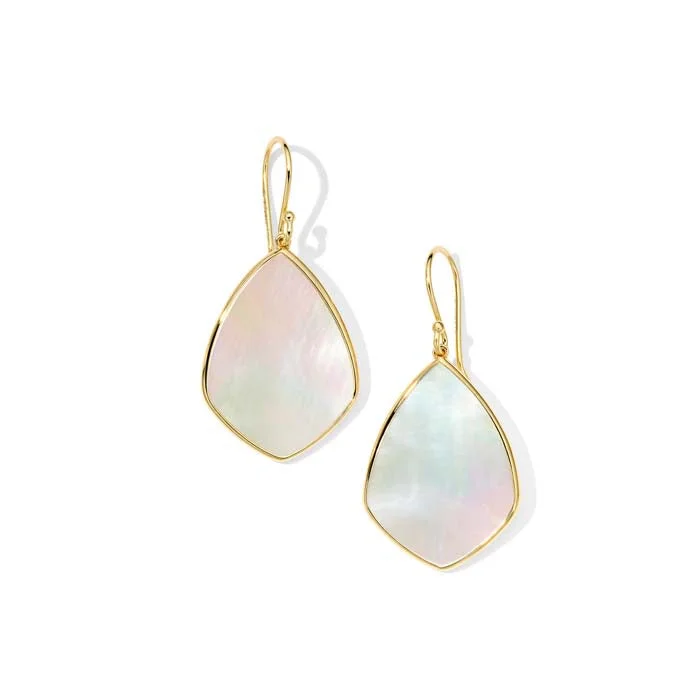 Hoop earrings with dangling charms for a playful and fun look-Ippolita Polished Rock Candy Mother of Pearl Medium Kite-Shaped Earrings in 18K Yellow Gold