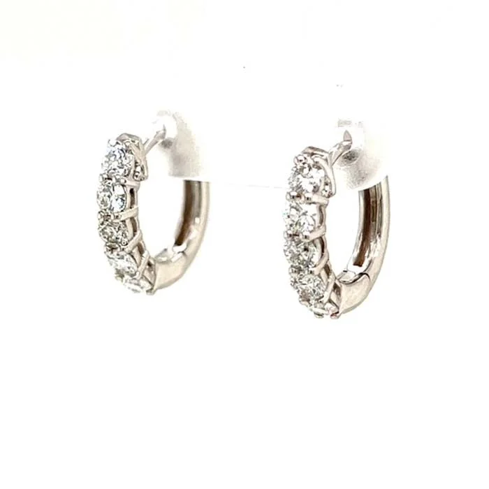 Best hoop earrings with vintage-style detailing for a nostalgic and timeless look-Mountz Collection .75-.81CTW 5-Stone Round Huggie Earrings in 14K White Gold