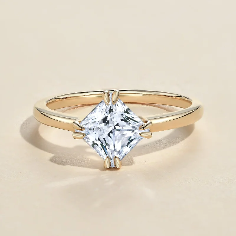 Engagement rings with bold citrine for vibrancy -1.0ct Princess Cut Moissanite Double-Claw Solitaire Ring