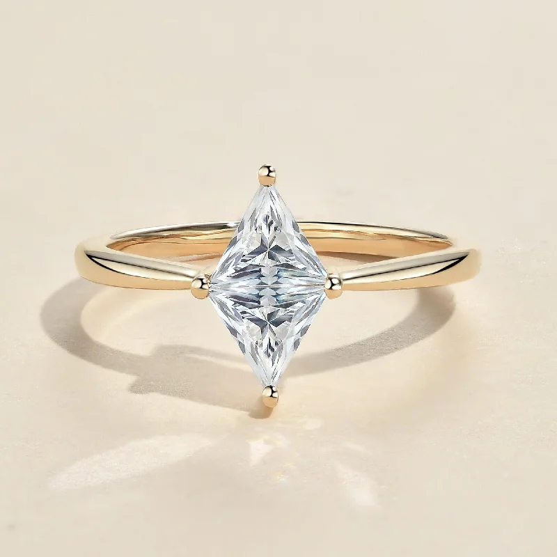 Engagement rings with art deco emerald settings -1.0ct Triangle Cut Moissanite Classic Solitaire Ring