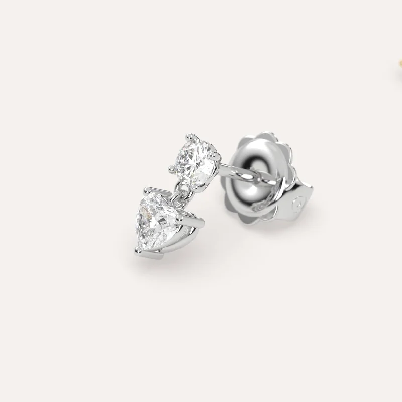 Best hoop earrings with cubic zirconia for a budget-friendly, dazzling look-1/2 carat Single Heart Diamond Drop Earring