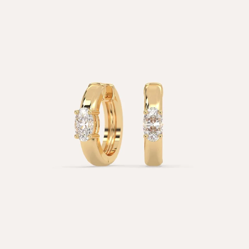 Best hoop earrings with crescent-shaped designs for a bold, moon-inspired style-1/2 carat Oval Diamond Hoop Earrings