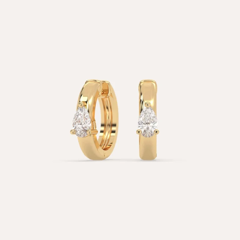 Best hoop earrings with oval shapes for a unique and elongated design-1/2 carat Pear Diamond Hoop Earrings