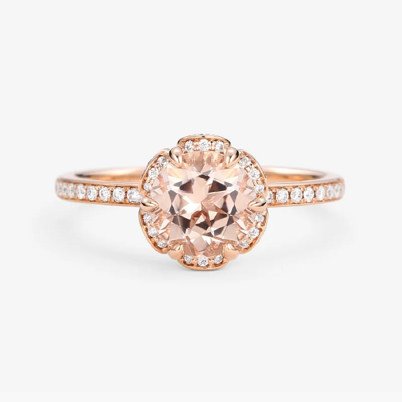 Engagement rings with split-shank topaz designs -1.2ct Morganite Floral Inspired Ring