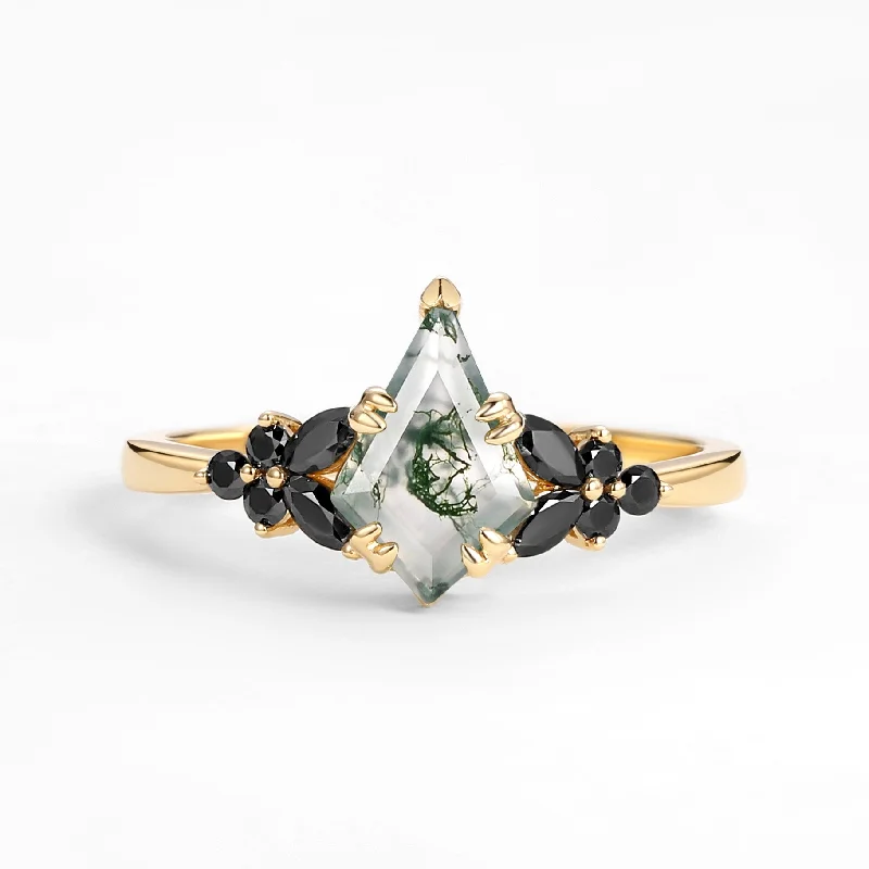 Engagement rings with radiant malachite for swirls -1.5ct Kite Moss Agate Engagement Ring - Wildflower