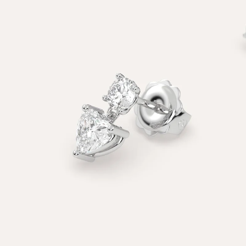 Hoop earrings with oversized designs for a bold, fashion-forward statement-1 carat Single Heart Diamond Drop Earring