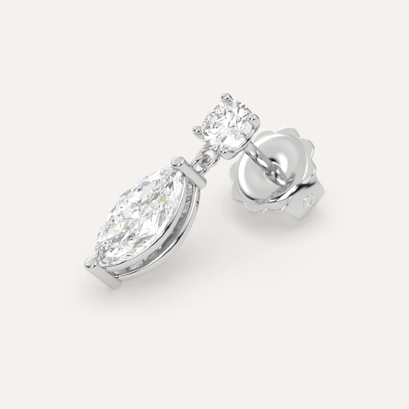 Best hoop earrings with geometric shapes for a modern and artistic appeal-1 carat Single Marquise Diamond Drop Earring