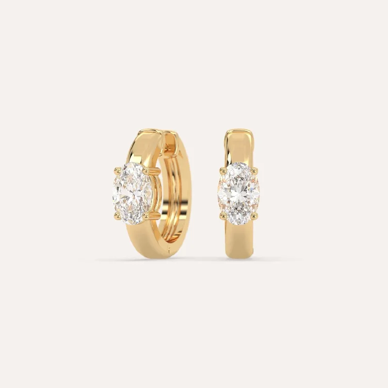 Best hoop earrings with smooth ceramic finishes for a polished, clean style-1 carat Oval Diamond Hoop Earrings