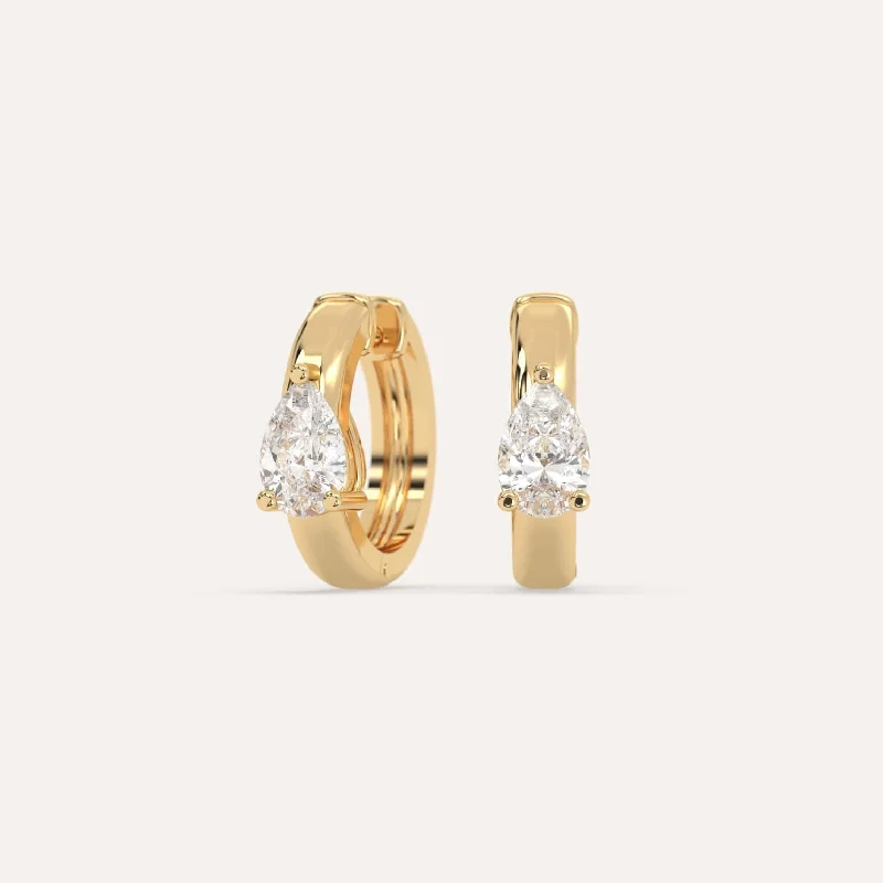 Best hoop earrings with twisted rope designs for a nautical-inspired style-1 carat Pear Diamond Hoop Earrings