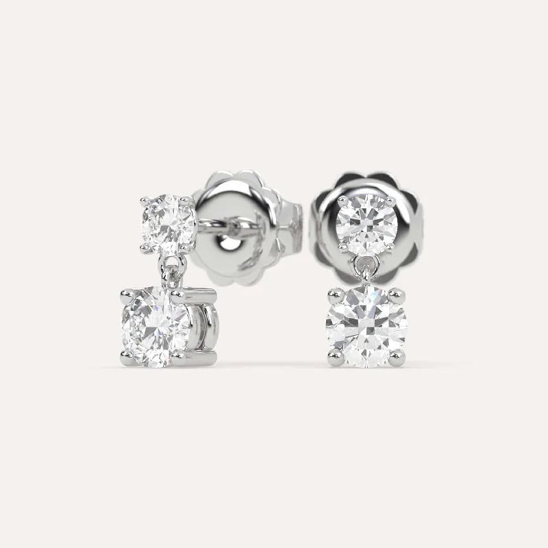 Large hoop earrings for a bold and statement-making fashion accessory-1 carat Round Diamond Dangling Earrings