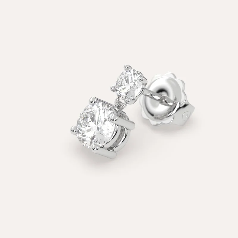 Hoop earrings with open designs for a modern, lighthearted vibe-1 carat Single Round Diamond Drop Earring