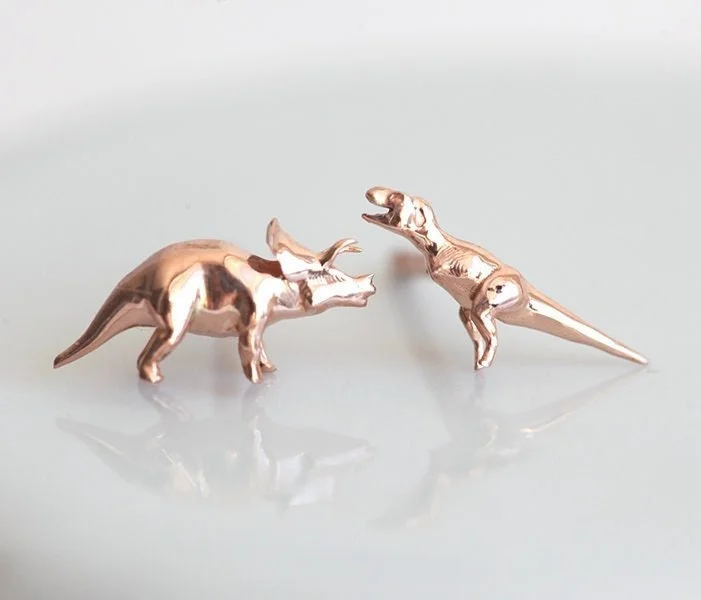 Hoop earrings with pearl accents for a chic and classic style-Dinosaur Earrings, Realistic Tyrannosaurus Studs