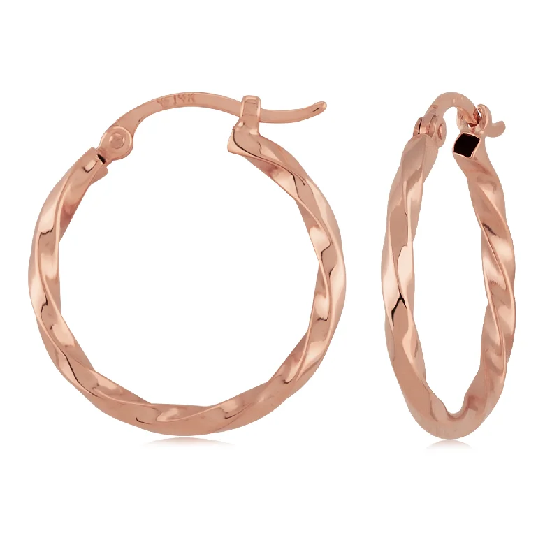 Best hoop earrings with marbled designs for a trendy and artistic effect-14K Rose Gold Twisted Hoop Earrings