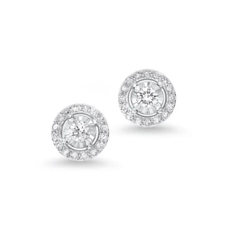 Best hoop earrings with tribal designs for a cultural and exotic aesthetic-14K White Gold, 0.13cttw H/I SI2 Diamond Stud Halo Reflections Earrings