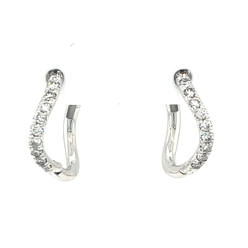 Hoop earrings with pearl accents for a chic and classic style-14K White Gold 0.40cttw Diamond Curved Huggie Earrings