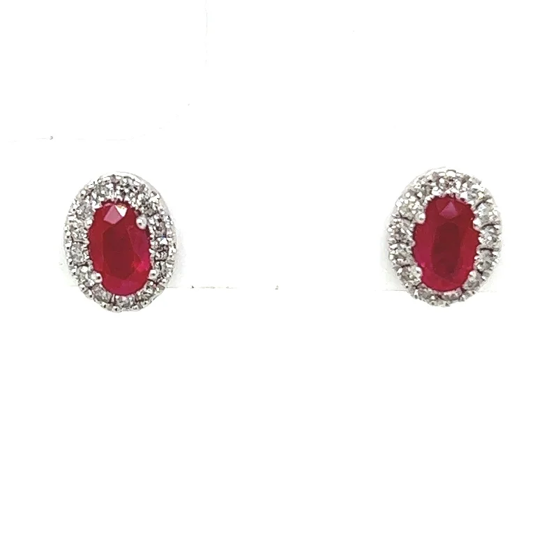 Best hoop earrings with hammered gold for a rustic yet elegant look-14K White Gold 0.44cttw Ruby & 0.18cttw Diamond Earrings