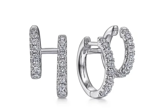 Hoop earrings with intricate designs for a unique and artistic appearance-14K White Gold 0.73cttw Diamond Easy Stackable Earrings by Gabriel