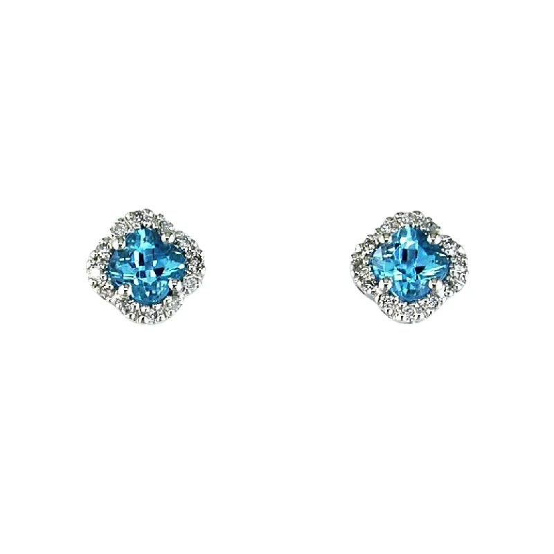 Best hoop earrings with vintage coins for a retro, antique-inspired style-14K White Gold 0.95cttw Blue Topaz & 0.10cttw H/I SI Diamond Earrings