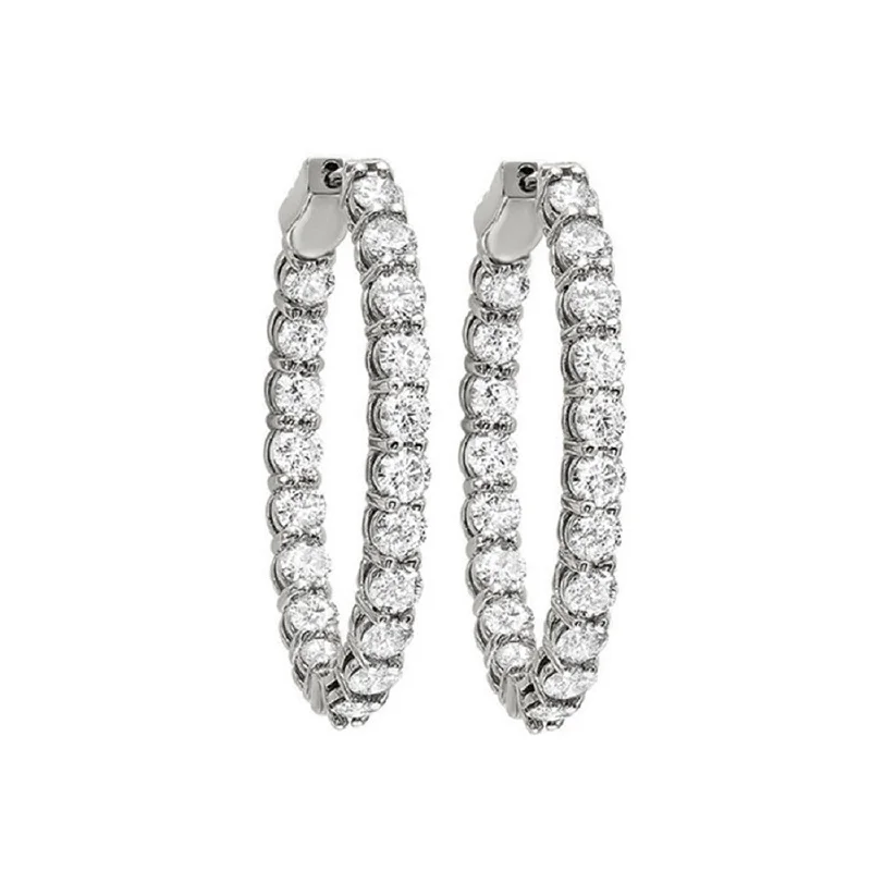 Hoop earrings with pearl accents for a chic and classic style-14K White Gold 1.50cttw Diamond Inside/Outside Hoop Earrings