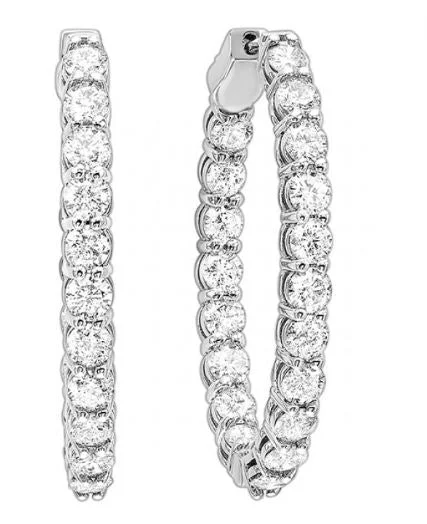 Medium hoop earrings for an everyday look with the perfect balance of style-14K White Gold 1cttw I1 I-J Inside Outside Oval Diamond Hoops