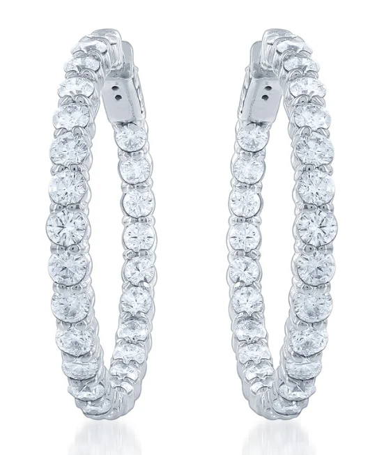 Hoop earrings with snake print designs for an edgy, wild appearance-14K White Gold 5.01cttw GH-SI1 Diamond Hoop Earrings