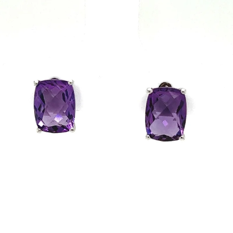 Hoop earrings with a chunky design for a bold and trendy statement-14K White Gold Amethyst Earrings