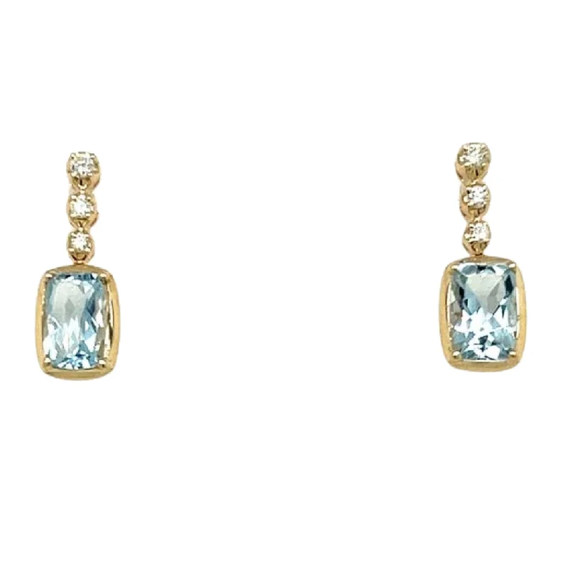 Best hoop earrings with detachable studs for a versatile and adjustable accessory-14K Yellow Gold 0.95cttw Aquamarine & 0.10cttw Diamond Earrings