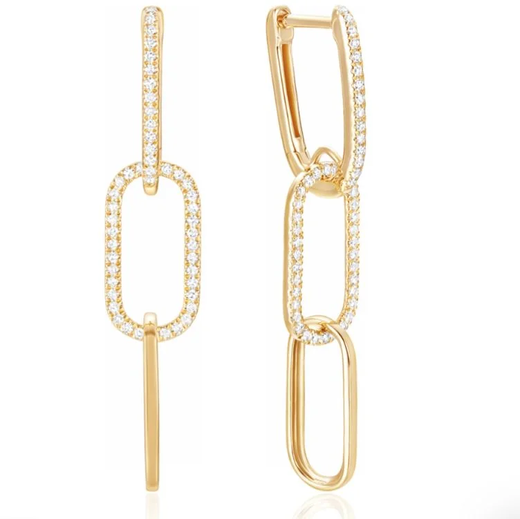 Hoop earrings with enamel stripes for a colorful and eye-catching design-14K Yellow Gold 0.32cttw Diamond Earrings