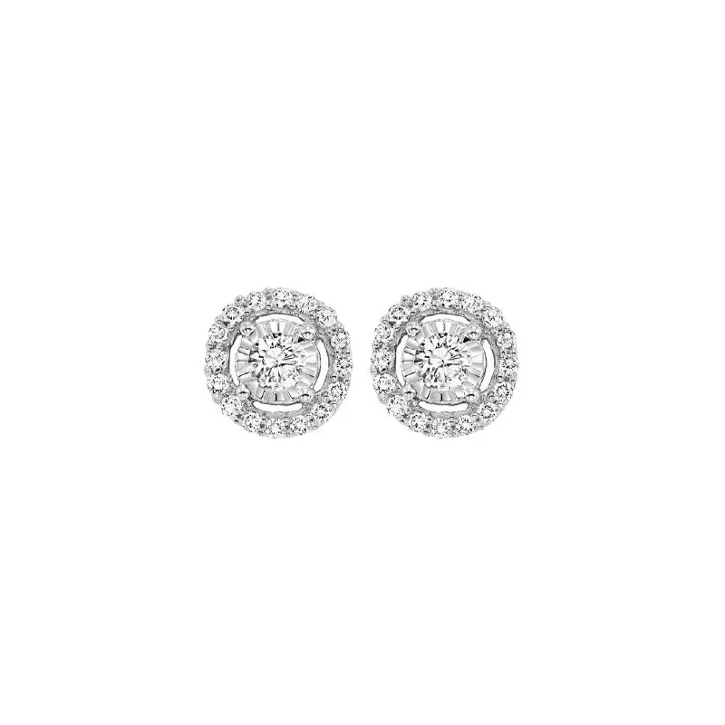 Lightweight hoop earrings for comfortable and all-day wear-14KW .71cttw Diamond Stud Halo Reflections Earrings SI2 H-I