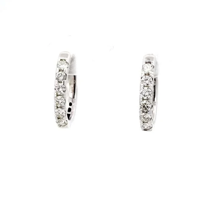 Large hoop earrings for a bold and statement-making fashion accessory-Mountz Collection Oval Diamond Huggie Earrings in 14K White Gold