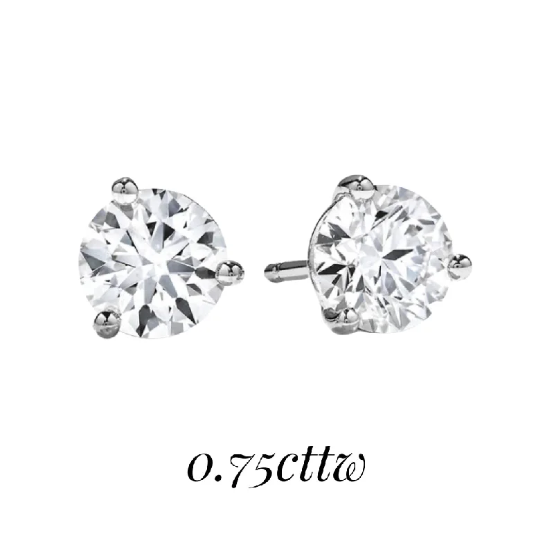 Hoop earrings with dangling charms for a playful and fun look-18K White Gold 0.72cttw VS-SI I-J Hearts on Fire Solitaire Diamond Earrings