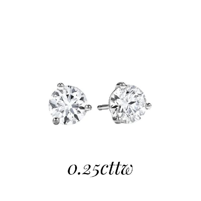 Hoop earrings with intricate designs for a unique and artistic appearance-18K White Gold Hearts on Fire Solitaire Diamond Earrings