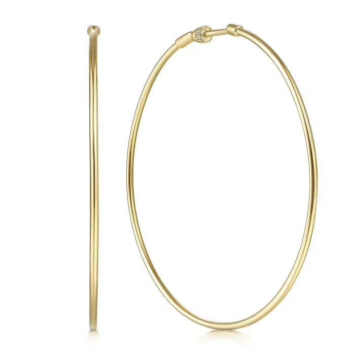 Hoop earrings with cut-out designs for a creative and lightweight effect-Gabriel & Co. 60mm Round Classic Hoop Earrings in 14K Yellow Gold