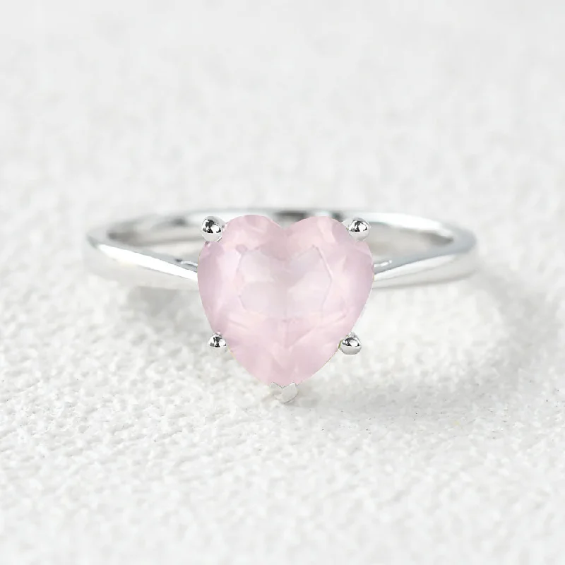 Engagement rings with bold black onyx halos -2.0ct Heart Barbie Rose Quartz Classic Solitaire Ring