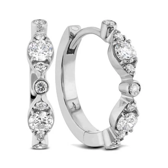 Hoop earrings with textured gold for a refined and sophisticated aesthetic-Hearts On Fire .33-.38ctw Bezel Regal Huggie Earrings in 18K White Gold