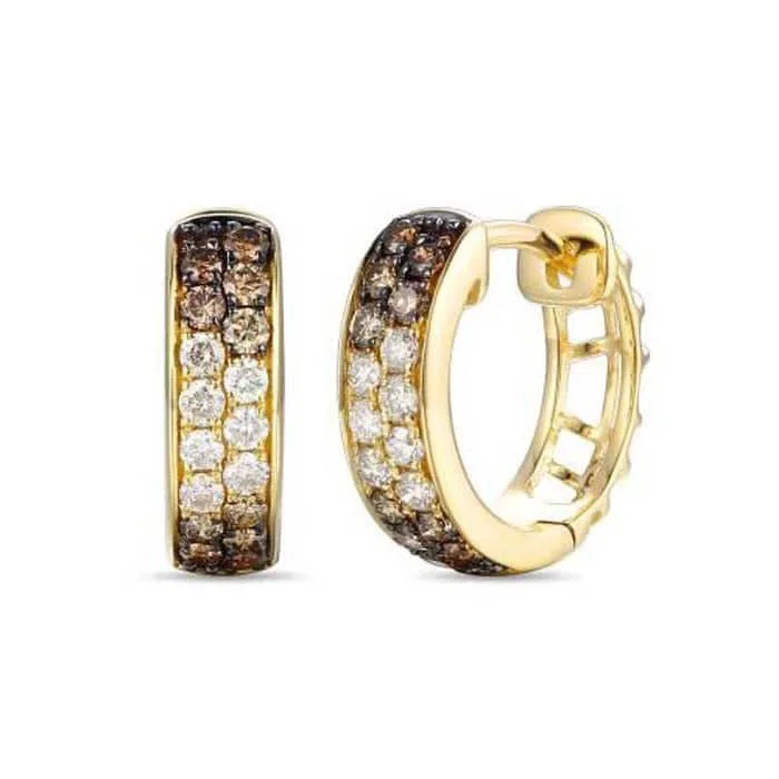 Medium hoop earrings for an everyday look with the perfect balance of style-Le Vian Huggie Earrings featuring Ombré Chocolate Diamonds in 14K Honey Gold