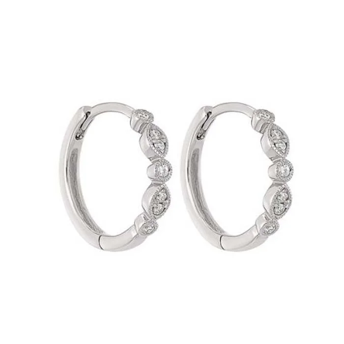 Best hoop earrings with stacked layers for a dimensional and bold look-Mountz Collection 1/6CTW Fancy Huggie Earrings in 14K White Gold