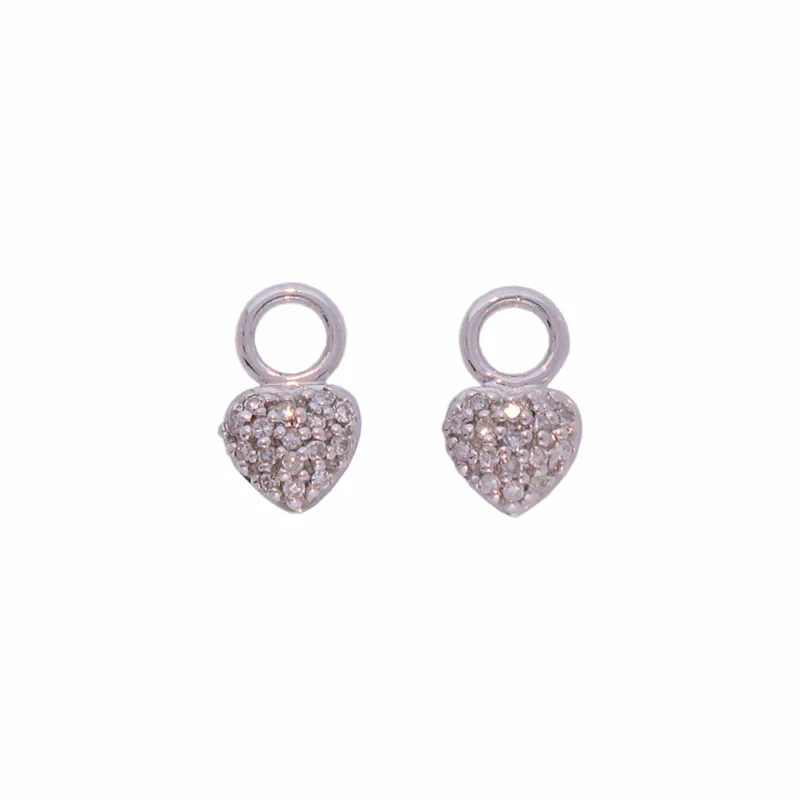 Best hoop earrings with hammered gold for a rustic yet elegant look-Petite Heart Charms with Diamonds