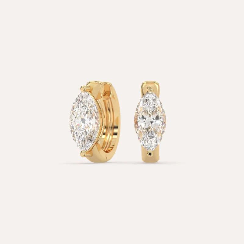 Hoop earrings with removable pendants for a versatile and customizable accessory-3 carat Marquise Diamond Hoop Earrings