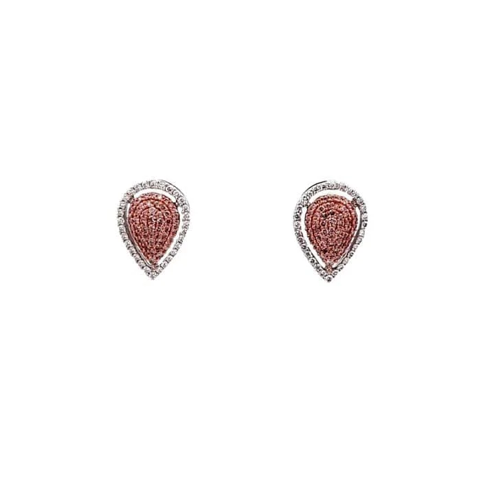 Best hoop earrings with geometric triangle shapes for a modern, chic design-Mountz Collection Pear Shape Earrings with Pink and White Diamonds in 18K Rose and White Gold