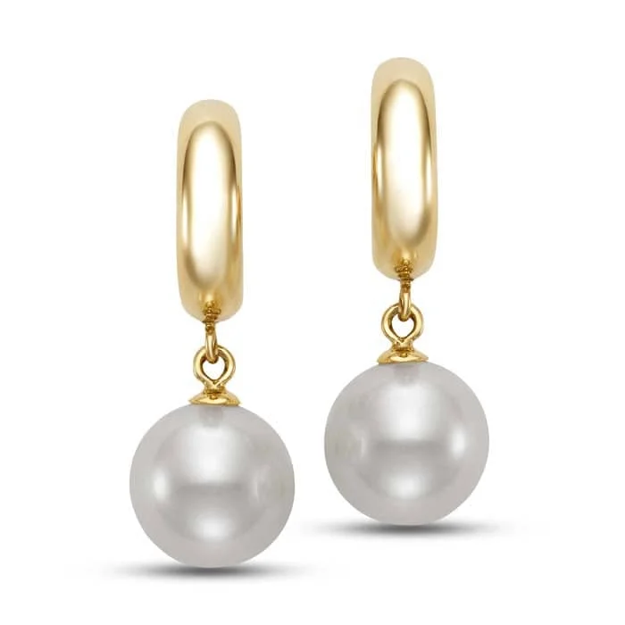 Best hoop earrings with sparkling cubic zirconia for a brilliant, budget-friendly effect-Mastoloni 9-9.5mm Freshwater Cultured Pearl Half-Hoop Dangle in 14K Yellow Gold