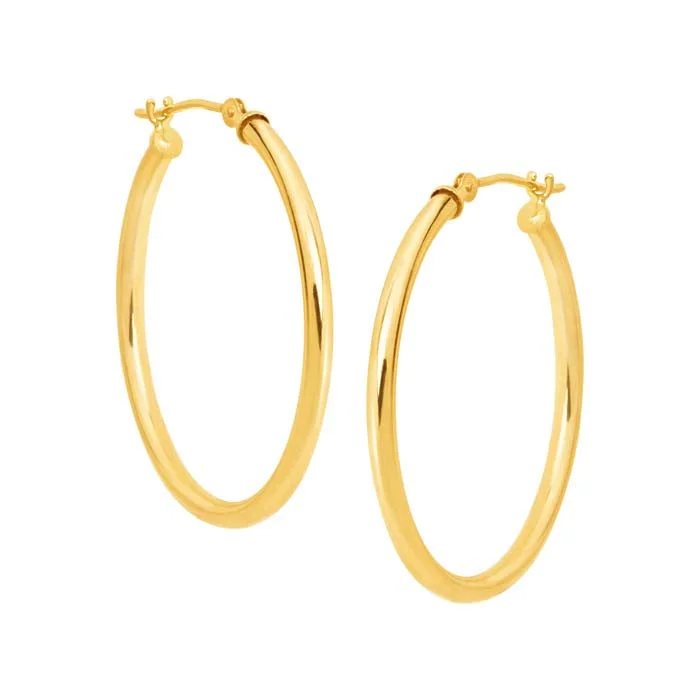 Hoop earrings with circle designs for a classic and timeless shape-Mountz Collection 2mm x 30mm Round Tube Hoop Earrings in 14K Yellow Gold