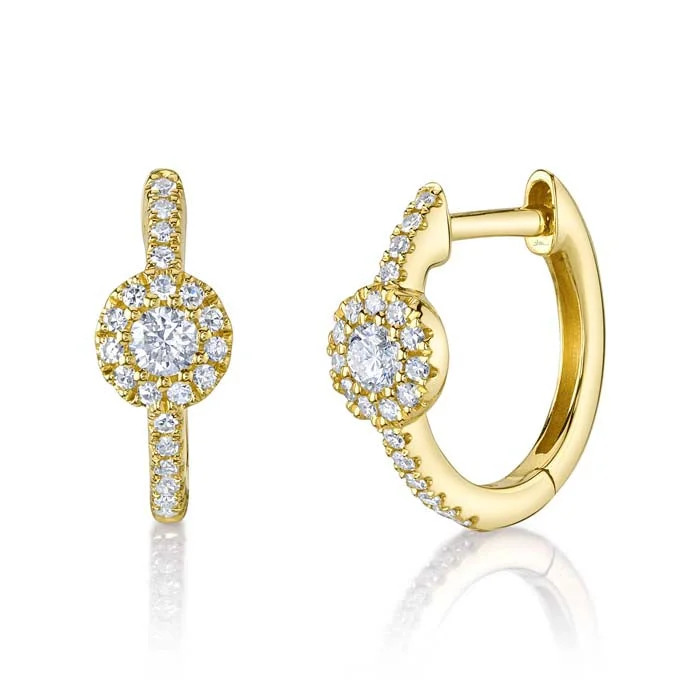 Best hoop earrings with sterling silver for an affordable and chic design-Shy Creation .21CTW Round Cluster Diamond Huggie Earrings in 14K Yellow Gold