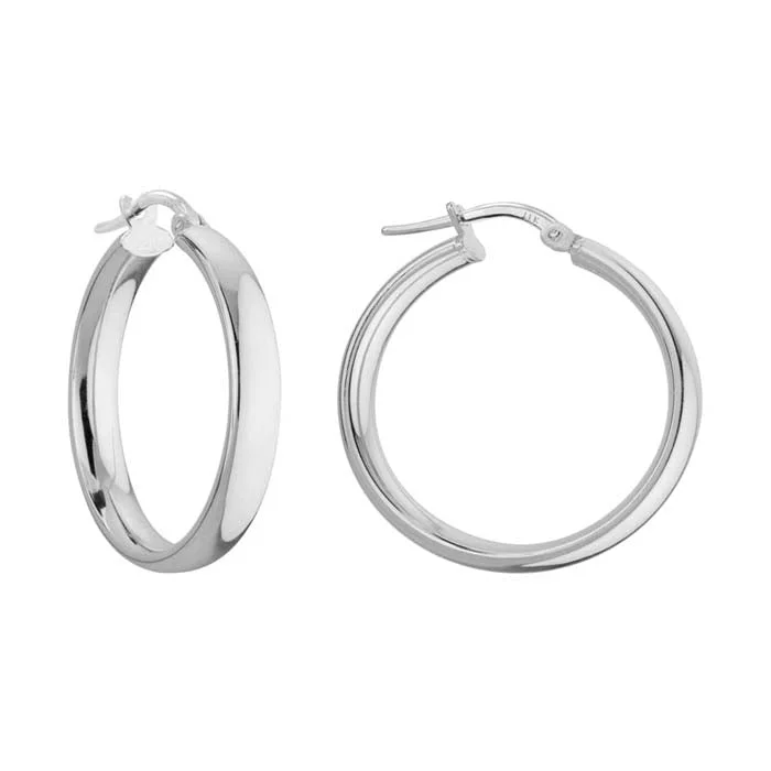 Best hoop earrings with hammered gold for a rustic yet elegant look-Mountz Collection 25MM Round Hoop Earrings in Sterling Silver