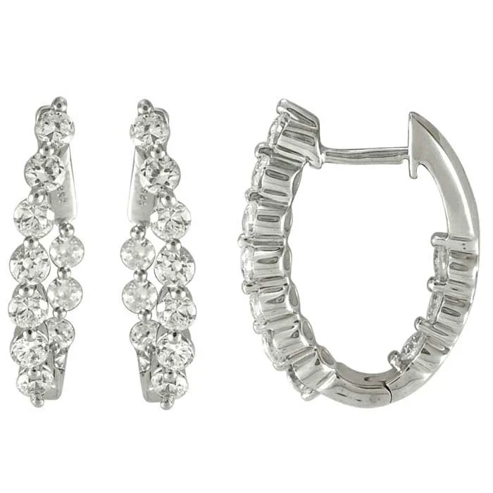 Hoop earrings with dangling charms for a playful and fun look-Mountz Collection 1.50CTW Inside/Outside Oval Diamond Hoop Earrings in 14K White Gold