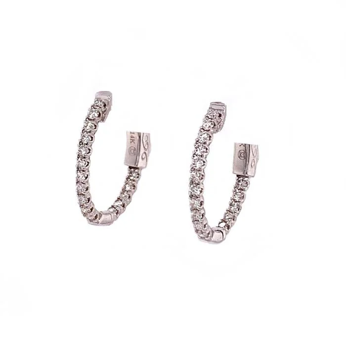 Hoop earrings with leather accents for a sleek and bold combination-Mountz Collection 1/2CTW Diamond Inside-Outside Oval Hoop Earrings in 14K White Gold