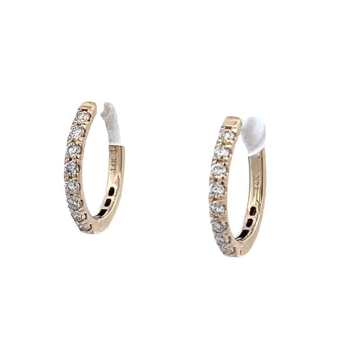 Hoop earrings with dangling charms for a playful and fun look-Mountz Collection Diamond Oval Hoop Earrings in 14K Yellow Gold