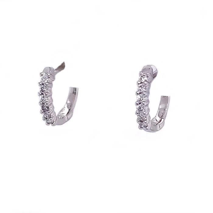 Hoop earrings with colorful beads for a fun and playful vibe-Mountz Collection Huggie Earrings in 14K White Gold